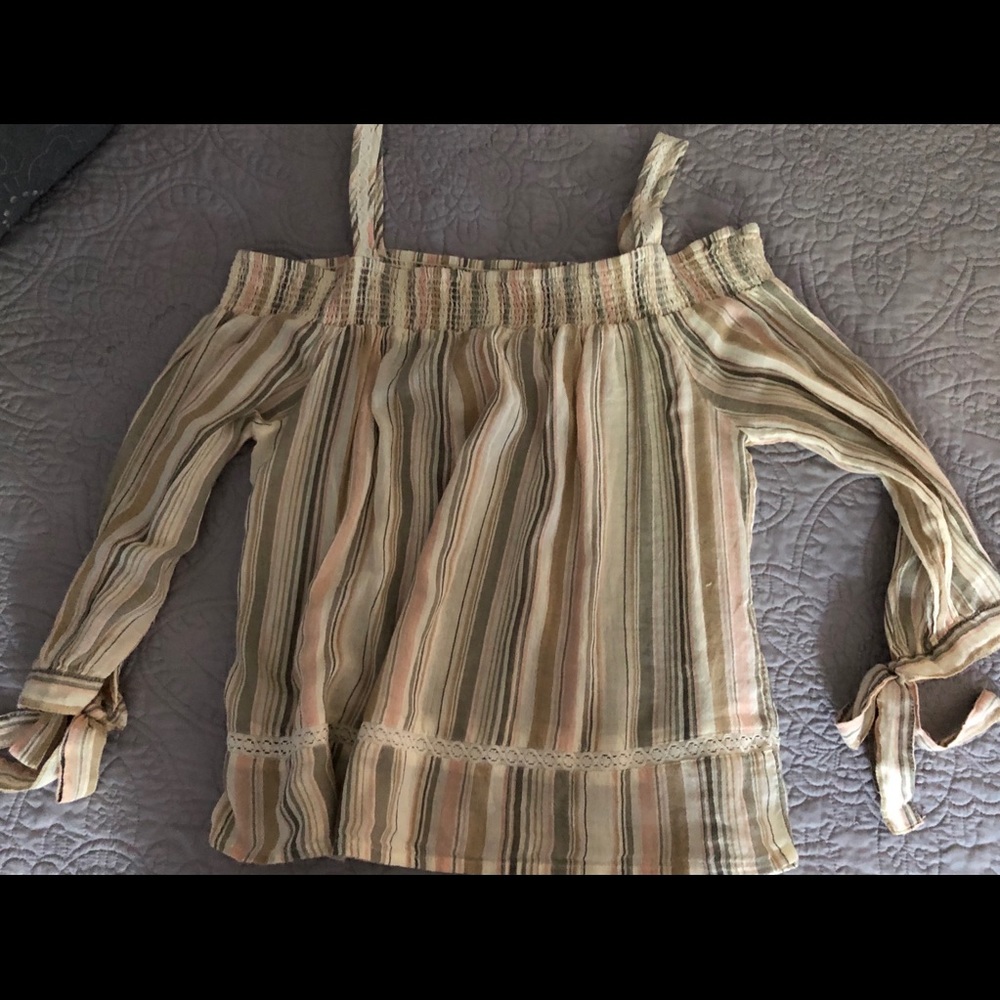 Off the shoulder strapped Lauren Conrad shirt